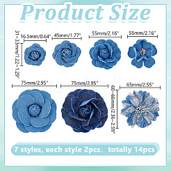 14 шт. 7 стиля джинсовой ткани украшения аксессуары&nbsp;DIY-HY0002-60A