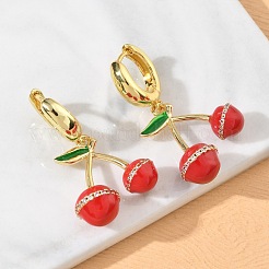 Boucles d'oreilles créoles pendantes en laiton serties de micro-pavés de zirconiums cubiques pour femmes&nbsp;EJEW-A167-04B-G
