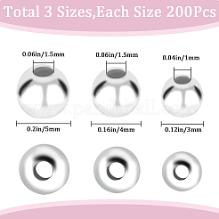 600 шт. 3 стиля круглых разделительных бусин из хирургической нержавеющей стали 316 STAS-CN0001-39