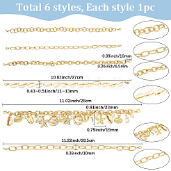 6 шт. 6 стиля ракушка каури на морскую тематику и цепочка с крышкой из алюминиевого и латунного сплава HJEW-SC0002-36