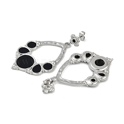 Orecchini pendenti a forma di fiore in acciaio inossidabile smaltato 304&nbsp;EJEW-Z075-09P-02