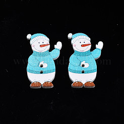 Рождественские деревянные пуговицы из окрашенного клена с 2 отверстием WOOD-N005-47