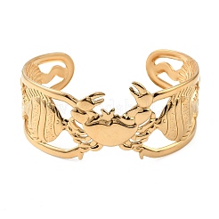 Bracelets manchettes en acier inoxydable 304 sur le thème de l'océan pour femmes&nbsp;BJEW-Z171-01G-01