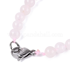 Collane con perline rotonde e coniche di quarzo rosa naturale&nbsp;NJEW-N064-03N
