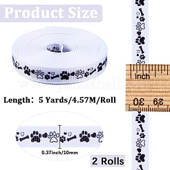 ポリエステルリボン  ギフトアクセサリー  足跡  3/8インチ（10mm）&nbsp;OCOR-WH20061-003
