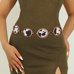 Chaîne de taille à maillons ovales en alliage avec imprimé vache en similicuir pour femmes&nbsp;FS-WGD408C-01