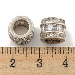 Реечное покрытие латунь микро паве прозрачный кубический цирконий европейские бусины&nbsp;KK-L215-323P