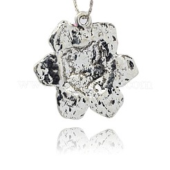 美しい花のペンダントネックレスパーツ  合金エナメルチャーム  アンティークシルバー  ピンク  45x46x6mm  穴：3mm&nbsp;ENAM-M001-22A