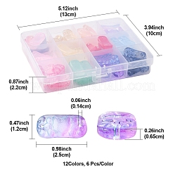72 шт. 12-цветные прозрачные стеклянные подвески-соединители&nbsp;GLAA-FS0002-11