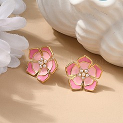 Серьги-гвоздики из нержавеющей стали 304 с эмалью EJEW-Z081-04G