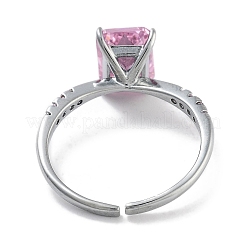 Bague solitaire en laiton plaqué avec micro pavé de zircones cubiques&nbsp;RJEW-Z059-10P-01