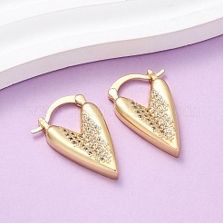 Серьги-кольца в форме сердца с микропаве из кубических цирконий из латуни EJEW-D332-03A-G