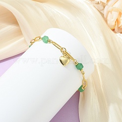 Armband mit Herzanhänger aus Messing&nbsp;BJEW-JB14257