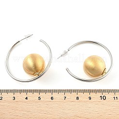 Круглые двухцветные латунные серьги-гвоздики для женщин EJEW-U055-17PG
