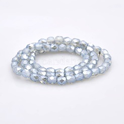 真珠光沢メッキ模造opaliteガラスファセットドラムビーズ連売り  アリスブルー  6x6x6mm  穴：1mm  約71個/連  16.5インチ&nbsp;GLAA-A032-6mm-PL14