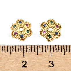 Латунные колпачки для бусин с микропаве и разноцветными фианитами&nbsp;KK-V015-30G