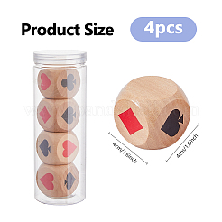 4 dé de jeu en bois à motif logo poker double face ([1] pièce)&nbsp;DIY-WH0698-035