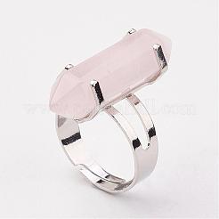 Natürlichen Rosenquarz Fingerringe&nbsp;RJEW-P120-D06