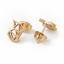 Pendientes de zorro origami de acero inoxidable 304 para mujer&nbsp;EJEW-F286-03C-G