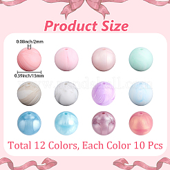 120 pz 12 colori perline focali rotonde in silicone&nbsp;SIL-PA0001-42