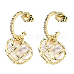 Серьги-гвоздики с цирконом из латуни&nbsp;EJEW-C181-01G