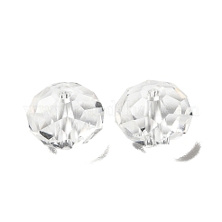 K9ガラス模造オーストリアクリスタルビーズ  多面カット  ロンデル  透明  10x8mm  穴：1.2~1.5mm&nbsp;GLAA-D015-01B-02