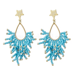 3 пара сережек-гвоздиков из стеклянных бусин ручной работы EJEW-MZ00564