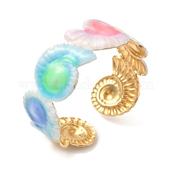 Браслеты-манжеты из нержавеющей стали Ocean 304 с эмалью для женщин&nbsp;LS-BJEW-F518-02G-G