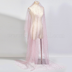 ナイロンメッシュ生地  模造真珠ビーズ  服装アクセサリー  ピンク  1760mm  3ヤード/セット&nbsp;DIY-NB0013-63B