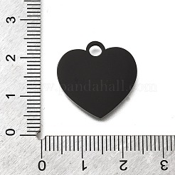 イオンプレーティング（IP）304ステンレスペンダント  鏡面研磨仕上げの刻印入り空白タグ  ハートチャーム  ブラック  20x20x1.5mm  穴：3mm&nbsp;STAS-K270-27B-B
