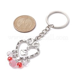Брелок с подвеской в виде сердца и стеклянных бусин из сплава KEYC-JKC00621