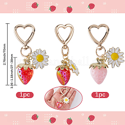 2 шт. 2 цвета клубника и цветы сплав эмаль и акрил подвеска украшение&nbsp;HJEW-SP0001-13