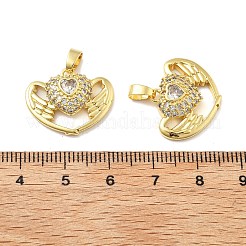 Подвески в форме крыльев сердца из латуни с микропаве из кубического циркония KK-M325-16C-G