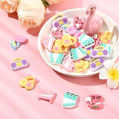 30 шт. 6 стиля непрозрачных кабошонов из смолы с музыкальной тематикой&nbsp;CRES-YW0002-48