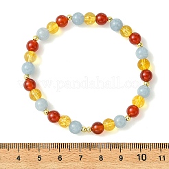 Pulseras elásticas de la amistad con cuentas redondas de cornalina natural de 6 mm&nbsp;BJEW-JB14382