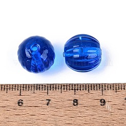 手作りのリブ付きランプワークビーズ  ラウンド  ドジャーブルー  13.5~15mm  穴：0.8~2mm&nbsp;LAMP-N042-04A