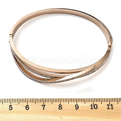 Ионное покрытие (ip) 304 нержавеющая сталь полимерная глина стразы браслеты на петлях для женщин&nbsp;BJEW-A011-16RG