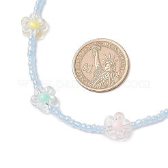 Ожерелья из акриловых и стеклянных бусин в виде цветов для женщин&nbsp;NJEW-JN05291-03