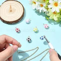 6本6色合金エナメルペンダント  サッカーのチャーム  ゴールドカラー  ミックスカラー  15x10mm  穴：1.8mm  1pc /カラー&nbsp;ENAM-CJ0007-62