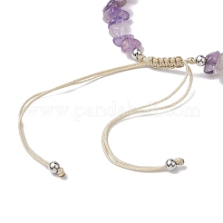 Изготовление браслета из бисера из нейлона с натуральным аметистовым чипом&nbsp;AJEW-JB01296-05