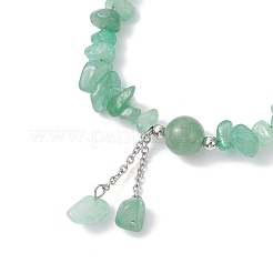 Браслеты с подвесками из натурального зеленого авантюрина для женщин&nbsp;BJEW-JB12296-03