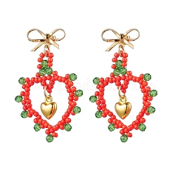 Aretes colgantes con cuentas de vidrio&nbsp;EJEW-MZ00396-03