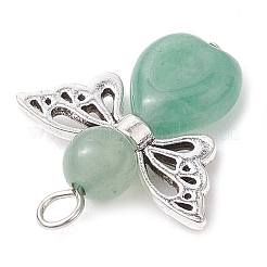 Подвески в форме сердца с ангелом из натурального зеленого авантюрина/лазурита/розового кварца/тигрового глаза/голубой пятнистой яшмы/синтетической бирюзы&nbsp;X-PALLOY-JF03186-01