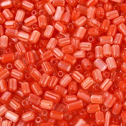 ドローベンチスタイルのキャットアイビーズ  コラム  レッドオレンジ  6x4mm  穴：1.4mm  約3000個/ポンド&nbsp;CE-T003-03A-01