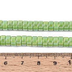 ABカラーメッキ不透明ガラスビーズ連売り  フラットラウンド  ダークシーグリーン  6~6.5x3mm  穴：1~1.2mm  約111~119個/連  14.17~15.16''（36~38.5センチメートル）&nbsp;LS-GLAA-T026-3x6mm-P05
