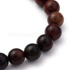 Bracelets extensibles unisexes en bois naturel avec perles&nbsp;X-BJEW-JB05463-04