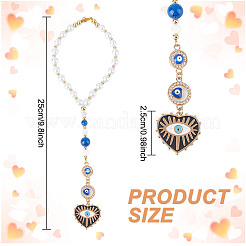 Подвесные украшения из эмали в форме сердца со сглазом HJEW-DR00016