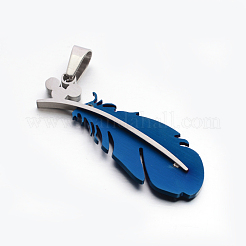 Подвески в виде больших перьев из нержавеющей стали 304 со стразами&nbsp;STAS-E090-88