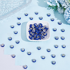 Handgefertigte Polymer Clay Strass europäische Großlochperlen mit versilberten Messingkernen&nbsp;FPDL-PA0001-02C