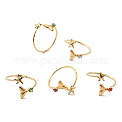 Нержавеющая сталь 304 со стеклянными открытыми манжетными кольцами&nbsp;RJEW-K248-22G